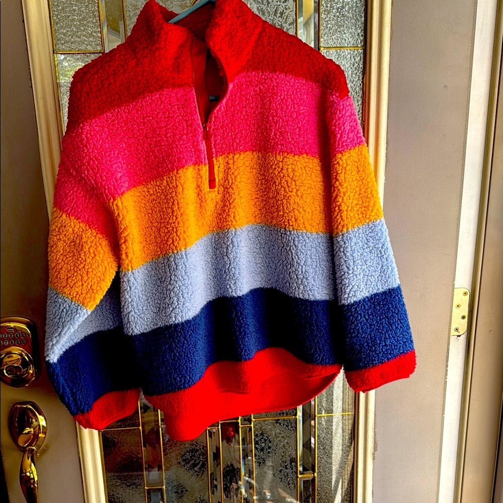 Colorful Striped Fleece Pullover
